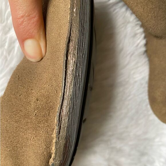 Clarks Derby Palace Leather Boots Tall Tan Side Zip Women’s Size 8 M FLAWED - Picture 16 of 16